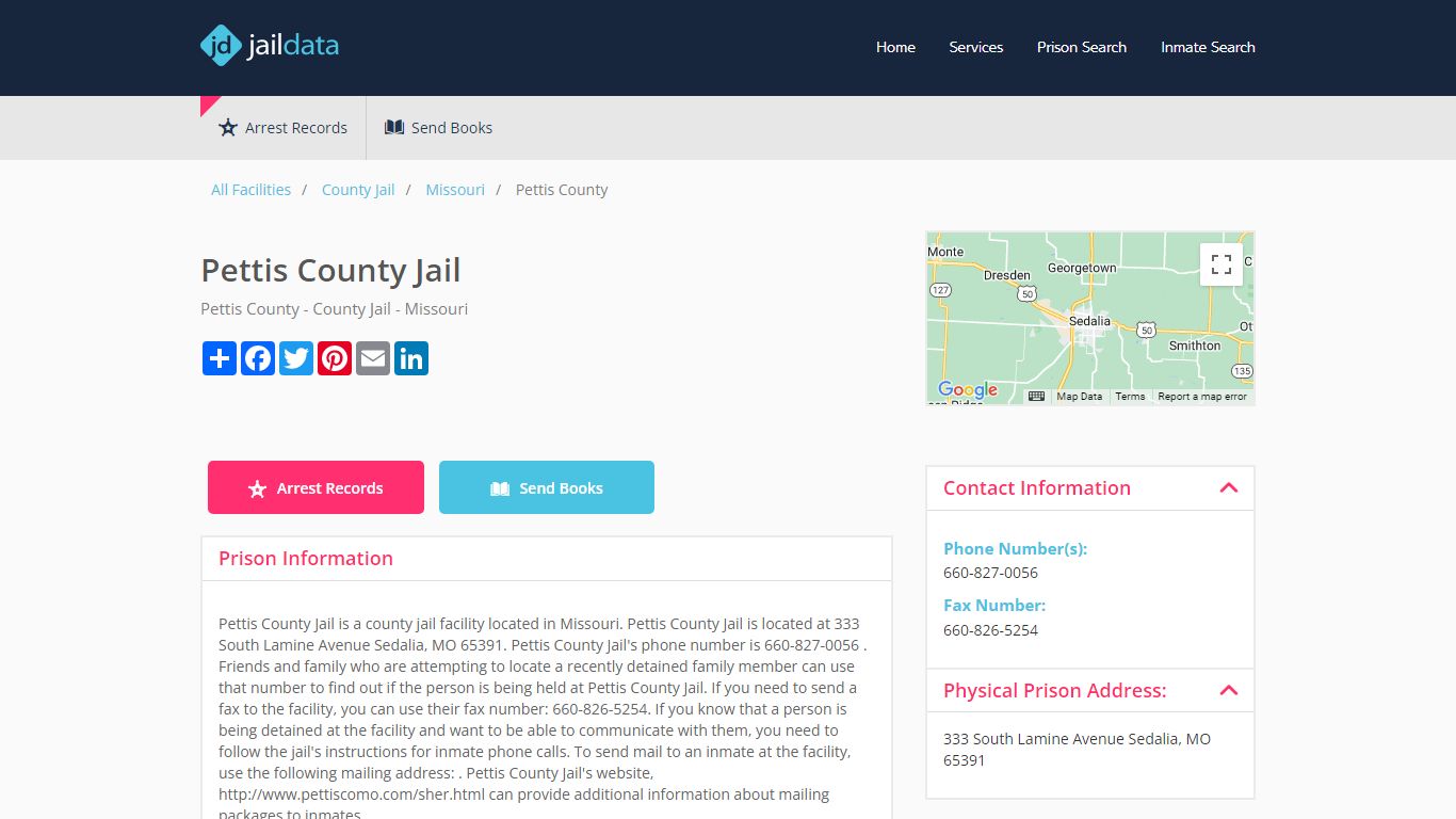 Pettis County Jail Inmate Search and Prisoner Info - Sedalia, MO