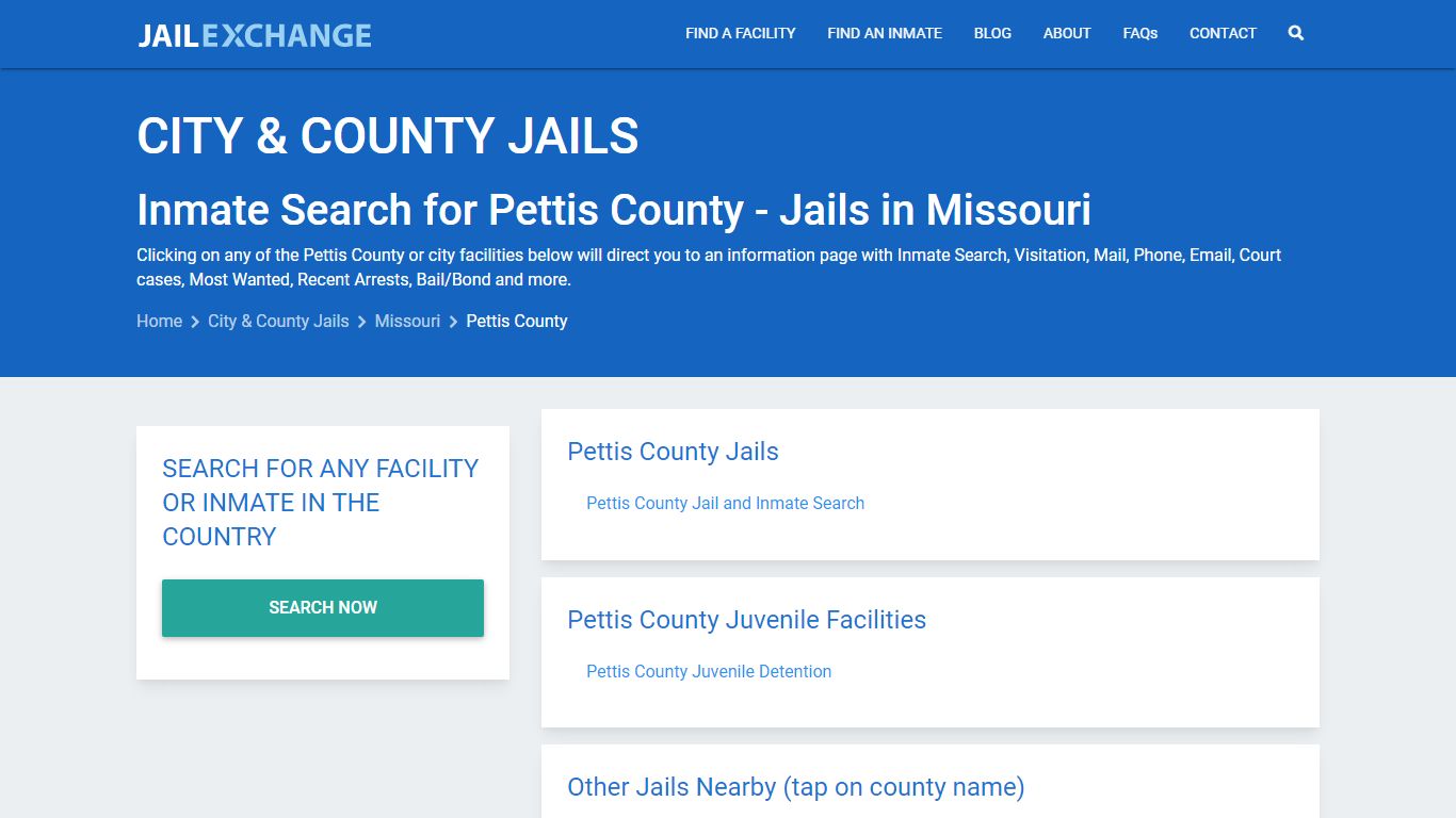 Inmate Search for Pettis County | Jails in Missouri - Jail Exchange